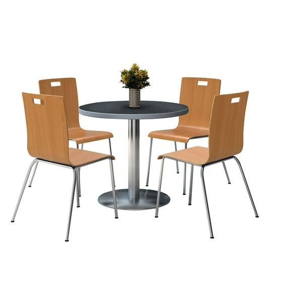 KFI Studios Mode Round 3' Dining Table Set, Graphite Nebula, 4 Natural Jive Chairs