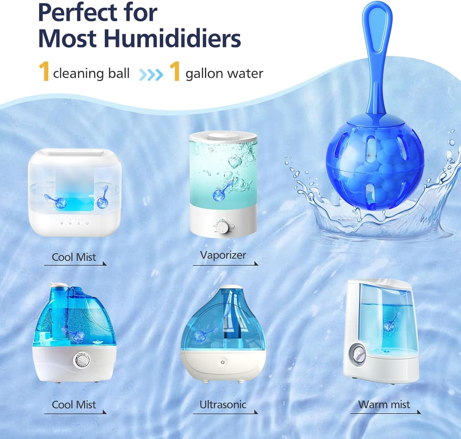 Universal Humidifier Tank Cleaner Demineralization Cleaning Ball for All Humidifiers and Fish Tank Demineralization Cartridge Purifies Water Eliminates White Dust and Odor, 12 Pack
