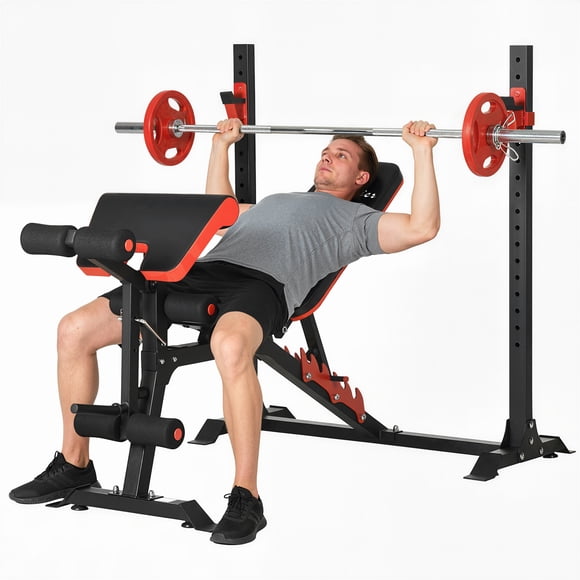 Soozier Weight Bench with Incline Bench Press Rack for Full Body Workout