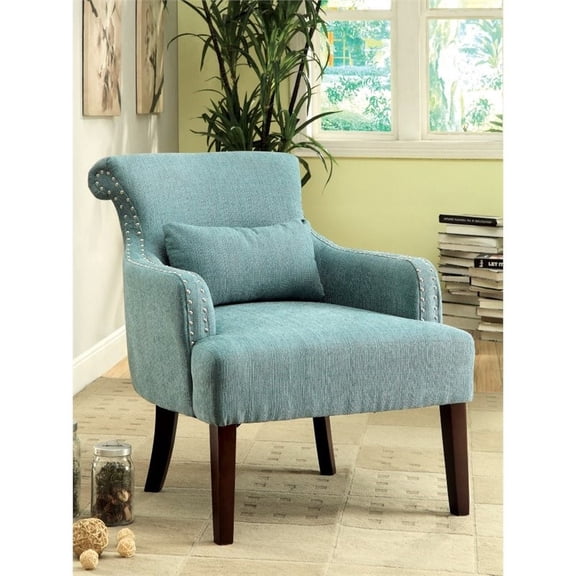 Furniture of America Gabe Contemporary Fabric Upholstered Accent Chair in Blue