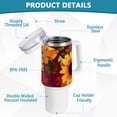 thumbnail image 4 of SKYSONIC Insulated Tumblers with Lids and Straws Handles 40oz Water Bottle Sunflower Flower Autumn Leaves Travel Mug Reusable Stainless Steel Thermos Vacuum, 4 of 7
