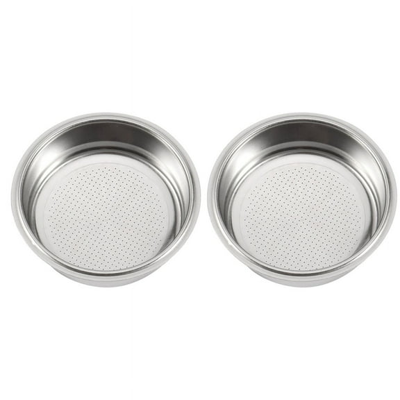 2X Coffee Filter,51mm Stainless Steel Coffee Filter Cup Basket,Non-Pressure Coffee Maker Filters, A,2 x Coffee filter bowl,Silver