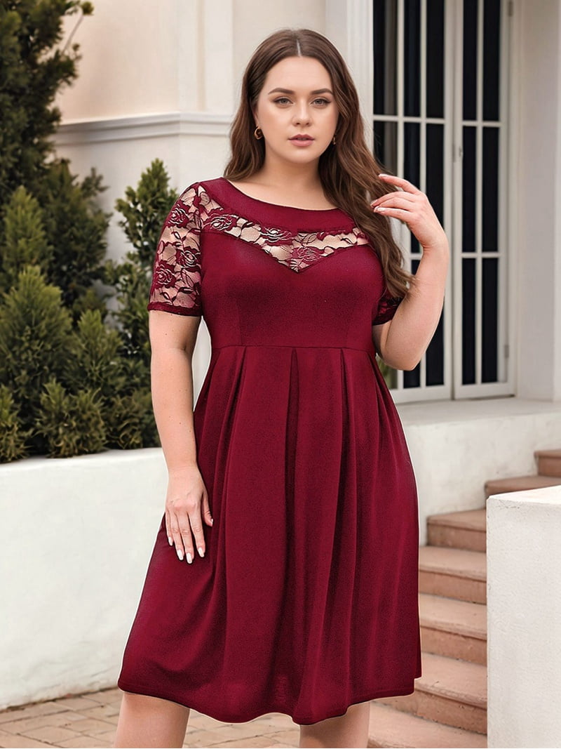 chinese dress ladies Wine Red V Neck Lace Maxi Dress