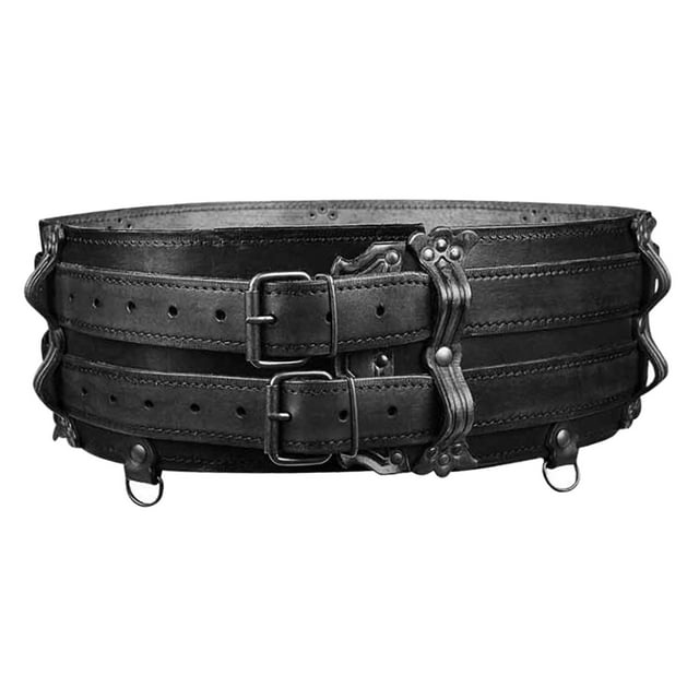 Cinturón de cuero reutilizable Accesorios de disfraces Cinturón de caballero de vestir con hebilla Estilo medieval para pantalones Negro BLESIY cinturones de cintura para hombres