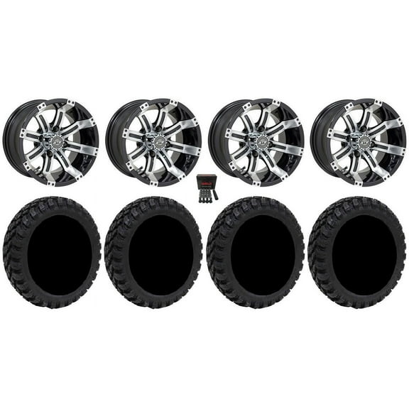 GTW Tempest 12" Golf Cart Wheels Machined 22" Nomad Tires E-Z-GO & Club Car