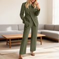 thumbnail image 2 of Two Piece Set for Women Business Long Sleeve Blazer Jackets Wide Leg Pant Suits Color: Green Size: S, 2 of 4