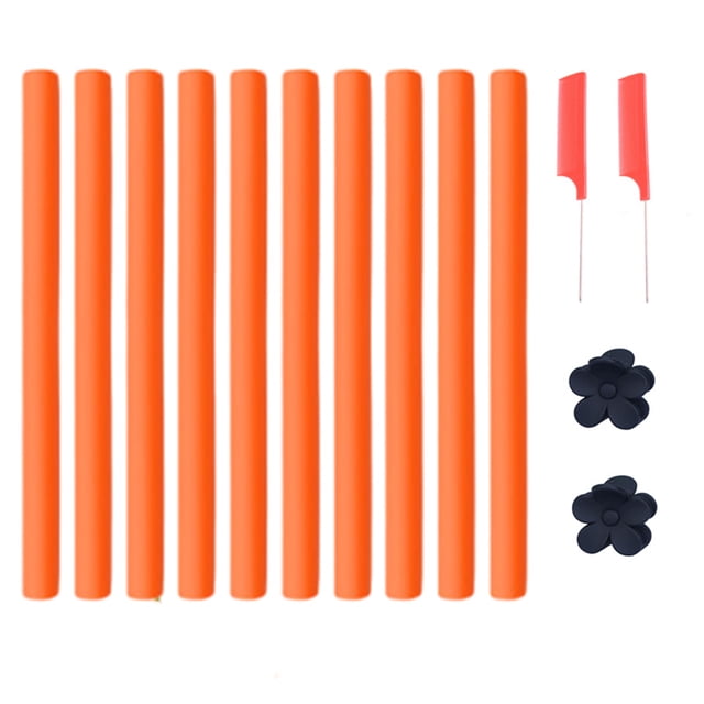 Graflsoa Self-Locking Foam Hair Rollers Set with Steel Combs & Clips for Curly Styles, Orange