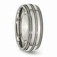 thumbnail image 4 of Grey Titanium Ring Band Wedding Grooved and Beaded Edge 8mm Polished, 4 of 6