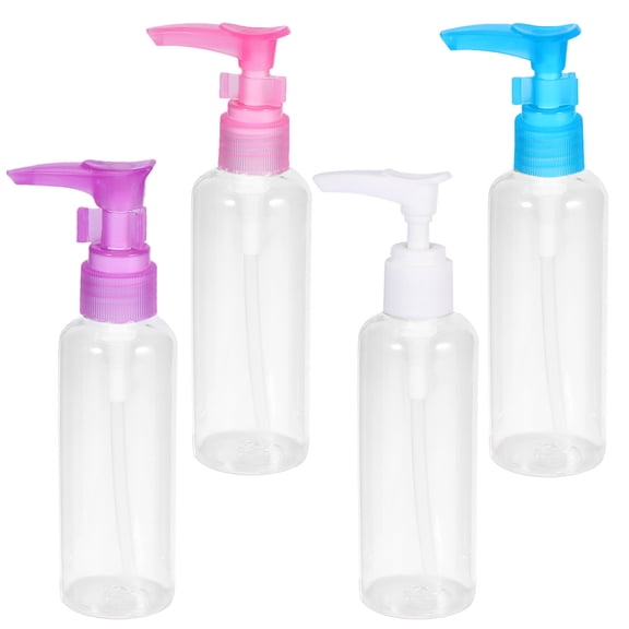 LOLIPPYY 4Pcs Assorted Color Lotion Bottle with Pump Refillable for Public Use Storage