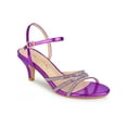 thumbnail image 1 of BLISSFUL STEP Chaussures pour Femmes Sandales à Talon Kitten à Bout Ouvert en PU avec Bride à la Cheville Ornée de Strass Violet 8, 1 of 7