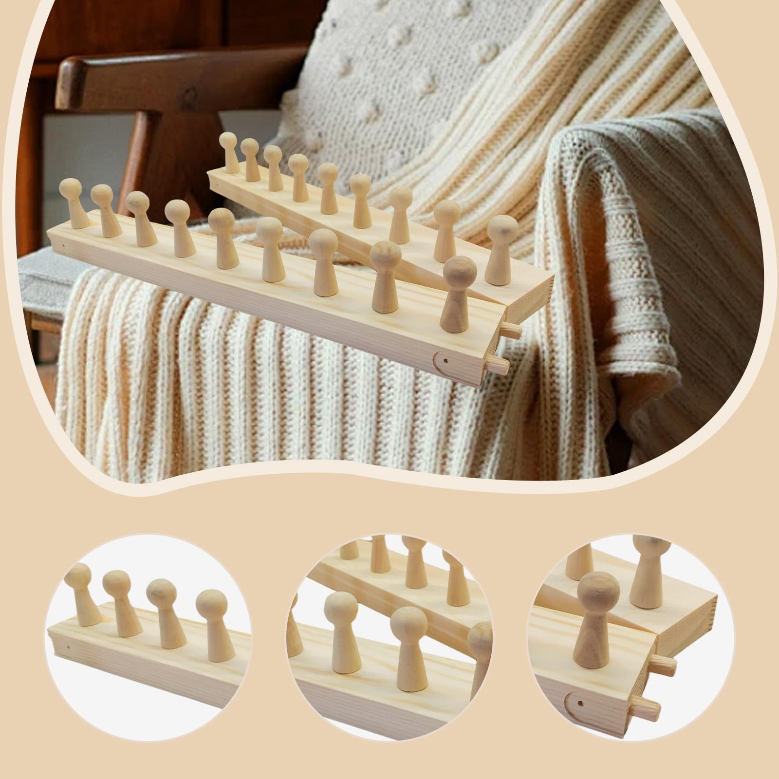 GUOOL Knitting Frame for Thick Yarn Blankets, Portable Weaving Frame with Wooden Pegs, Ideal for Home Decoration And Yarn Crafts, Beginner-friendly
