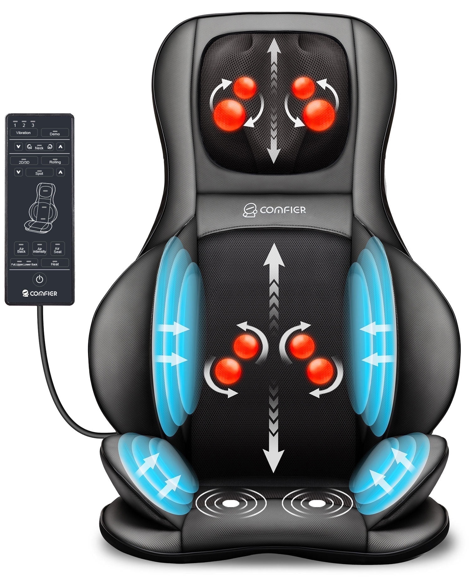 Free Shipping! Comfier Back Massager Chair Pad with Heat, 10 Vibrating  Motors, Adjustable Modes for Office Home Use