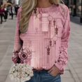 thumbnail image 2 of Ladies Tops and Blouses Winter Loose Crew Neck Long Sleeve Bubble Cuff One Shoulder Curve Hem Graphiprint Vintage Cotton Hoodies Sweatshirts(Pink,M), 2 of 4