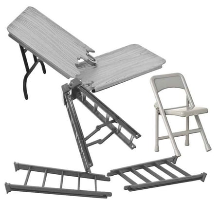 Special Deal 10 Inch Silver Ladder, Silver Table and Folding Chair for WWE Wrestling Action