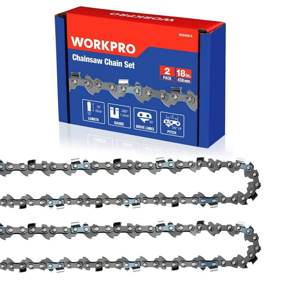 Dual 18 Inch Chainsaw Chain Set, 3/8" Pitch, 62 Drive Links for Wood Cutting