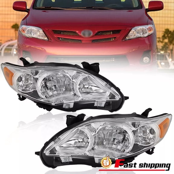 Left & Right Headlights For 2011 2012 2013 Toyota Corolla Headlamps Replacement