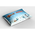 thumbnail image 2 of Ambesonne Christmas Pillow Sham 2 Pack, Santa Plane Snowman, 36"x20", Blue Orange, 2 of 3