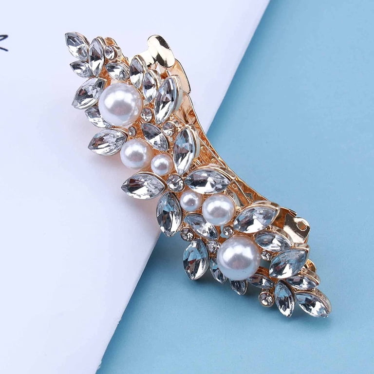 Gold Pearl & Crystal Hair Clip Set - Elegant Women\'s Jewelry pearl hair clip set combination hair jewelry elegant - Temu main image 4