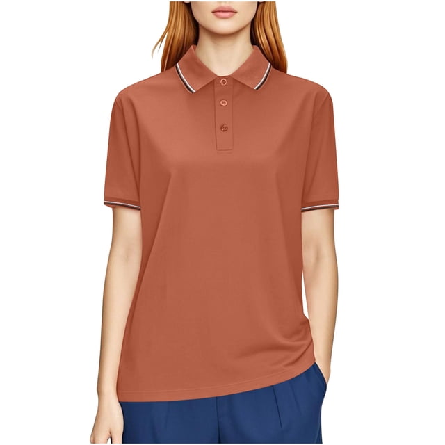 Polo pour Femmes, Haut Athlétique Uni à Manches Courtes Évacuant l'Humidité avec Col à Revers, Tenue Décontractée Toutes Saisons