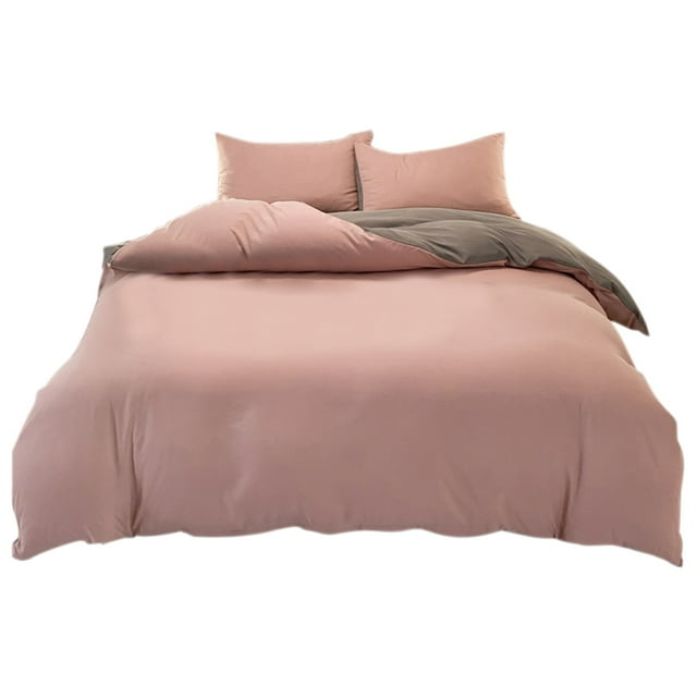 Pink Washed Polyester Bedding Set 4 Piece Comforter Cover Sheet Pillowcases Soft Breathable Dorm Room Bed Sheets Pink 70.86X86.61 Inches 2.62 Lb