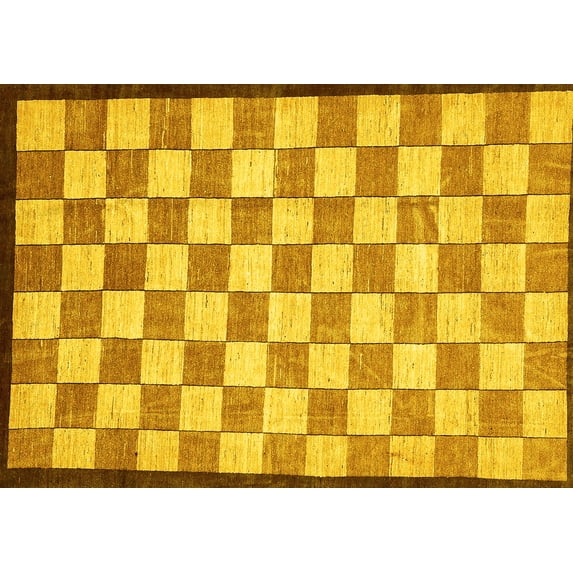 Ahgly Company Indoor Rectangle Checkered Yellow Modern Area Rugs, 3' x 5'
