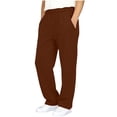 thumbnail image 6 of Boys Girls Wide Leg Fleece Sweatpant Fall Winter Elastic Drawstring Baggy Casual Basic Jogger Athletic Trendy Kids Pant with Pockets Years 5-13 Brown, 6 of 8