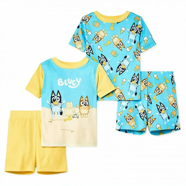 Bluey Sand Castles 4-Piece Toddler Pajama Set-Toddler 4T 