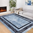thumbnail image 2 of Modern Bordered Washable Rug Non Slip Throw Rugs for Entryway Soft Bedroom Entry Mat Non-Shedding Accent Rugs Blue 10 * 13ft, 2 of 9