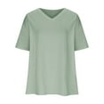 thumbnail image 4 of Fnooota Pluse Size Shirts for Women, Short Sleeve V Neck Loose Fit Summer Tops Mint Green Size S, 4 of 5