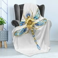 thumbnail image 4 of Dragonfly Soft Flannel Fleece Throw Blanket, Close-Up View of Mechanical Dragonfly with Multifaceted Eyes Gears Body Print, Cozy Plush for Indoor and Outdoor Use, 50" x 70", Yellow Blue, by Ambesonne, 4 of 5