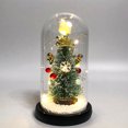 thumbnail image 5 of Happy Date Mini Christmas Tree Gift Glass Dome Display on Wood Base, Christmas Tree Desktop Ornament includes LED Lights, Christmas Table Decor, Winter Crafts, 5 of 9