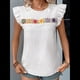 thumbnail image 5 of Blusa de Verano con Bordado Floral para Mujer, Cuello Redondo, Corta XXL, 5 of 9