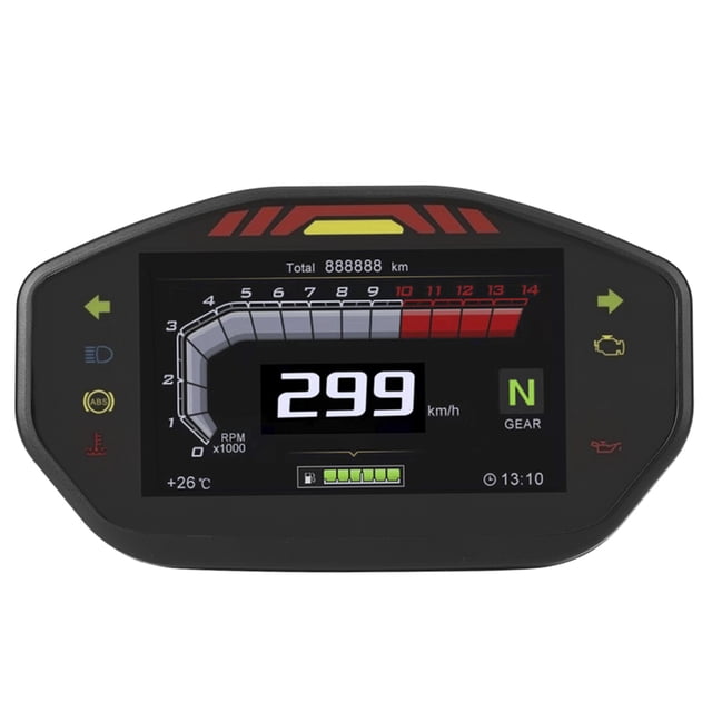Velocímetro Digital, Velocímetro Led Lcd Pantalla De 6 Segmentos Nivel De Combustible Universal Para Modificación De Motocicleta Para Todas Las Motocicletas De 2/4 Cilindros OTVIAP Motorcycle Dashboard
