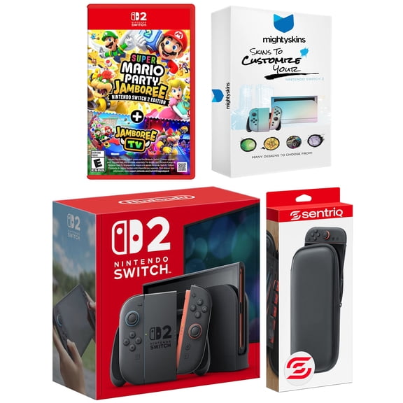 Nintendo Switch 2 Video Game Console with Super Mario Party Jamboree, MightySkins Code and Protective Case Bundle