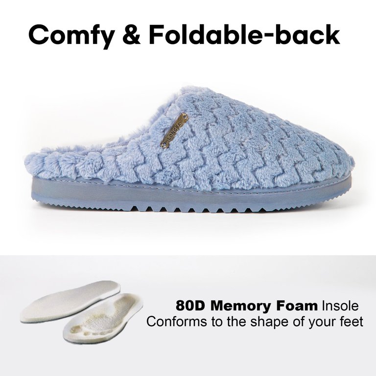 Pantofole Donna LongBay In Lana E Memory Foam – Modello Mocassino Con Fodera In Pile, Suola In Feltro Antiscivolo – Grigie, Taglia 7-8 - 3