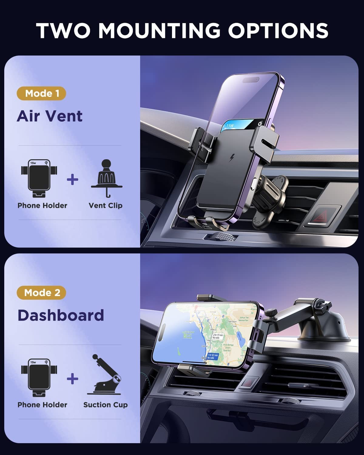 Joyroom 15W Wireless Car Phone Charger Mount photo 4