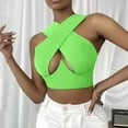 thumbnail image 3 of MIASHUI Women's Crisscross Wrap Front Solid Crop Tank Top Elegant Casual Blouse for Stylish Outfits Green,S, 3 of 4