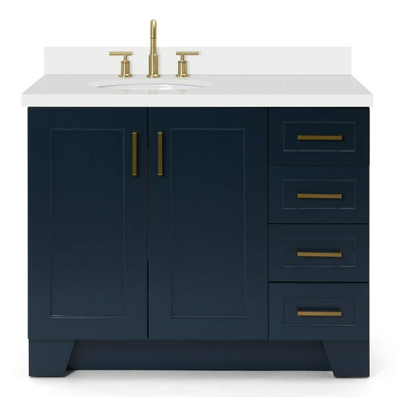 ARIEL TAYLOR 43 IN. LEFT OFFSET SINGLE OVAL SINK VANITY IN MIDNIGHT BLUE