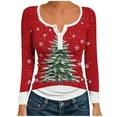 thumbnail image 2 of Aobny Shirt Women Compression Christmas T-shirts Henley Long Sleeve Pullover Red Women's T-Shirts,XL, 2 of 6