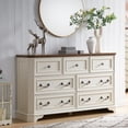 thumbnail image 7 of OKD Farmhouse Vintage 7-Drawer Dresser with Thick Plank, Wood Large Storage Chest, Rustic Closet Dresser for Bedroom, Living Room, Antique White, 7 of 7