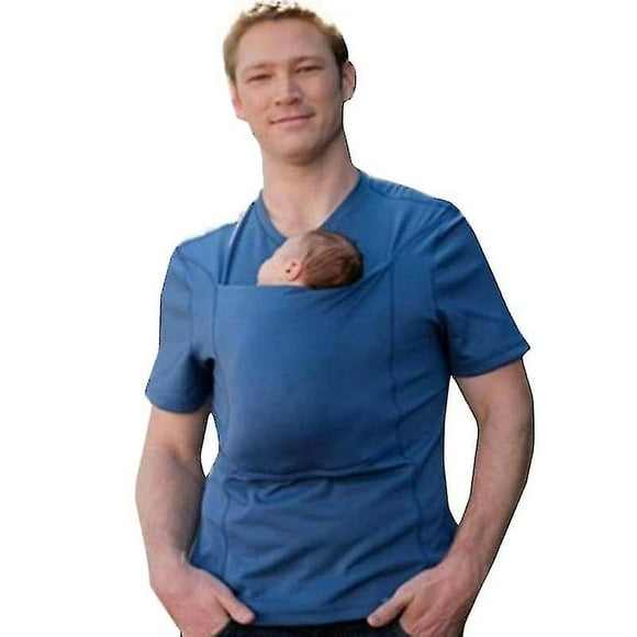 Porte-bébé Kangourou Grand Gilet de Poche T-shirt Hommes Femmes Papa Maman Soins Bonding Chemises F