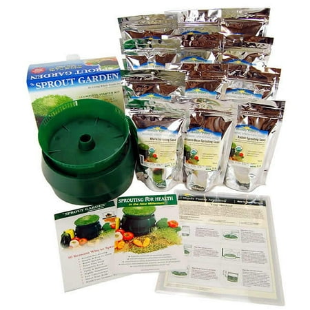 Deluxe Sprouting Starter Kit w/ 12 Lbs Organic Seed - Grow Sprouts: 3 Tray Sprout Garden, Seeds: Alfalfa, Radish, Clover, Mung Bean, Garbanzo Bean, Green Pea, Crunchy Lentil Fest & More