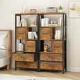 thumbnail image 2 of Ktaxon Bookshelf, 57.9" Tall Industial Etagere Bookcase with 4 Drawers, Modern 5-Tier Open Display Storage Shelf for Living Room, Home Office, Brown, 2 of 9
