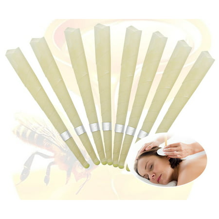 Ear Wax Removal Candle -- 8 Pack AUCHEN Beeswax Candling Cones Ear Candles Wax Removal, 100% All-Natural Beeswax Non-Toxic Cylinders Unscented Hollow Beeswax Candles with Protective (Best Price Beeswax Candles)