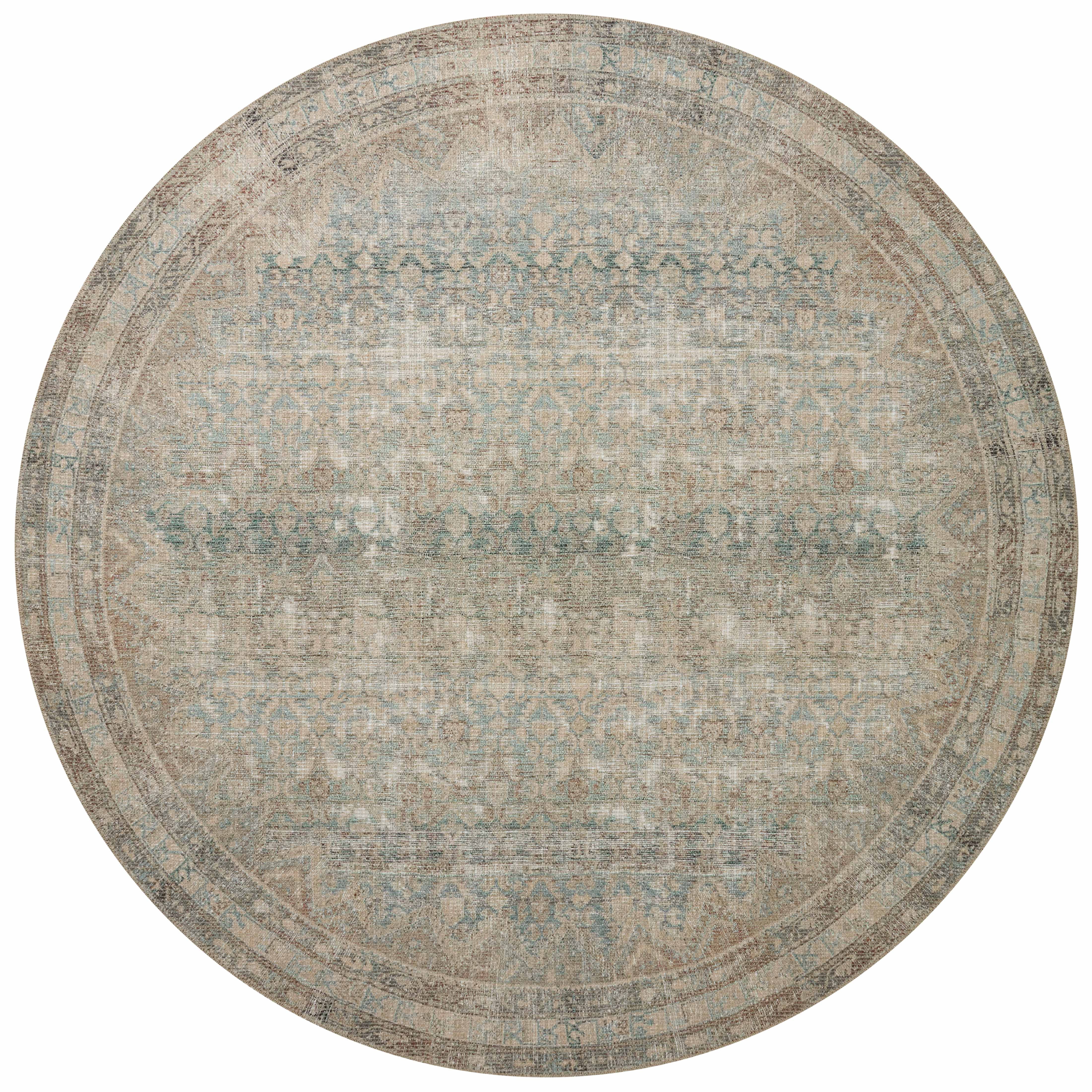 Angela Rose x Loloi Aubrey Jade / Natural 7'-6" x 7'-6" Round Area Rug