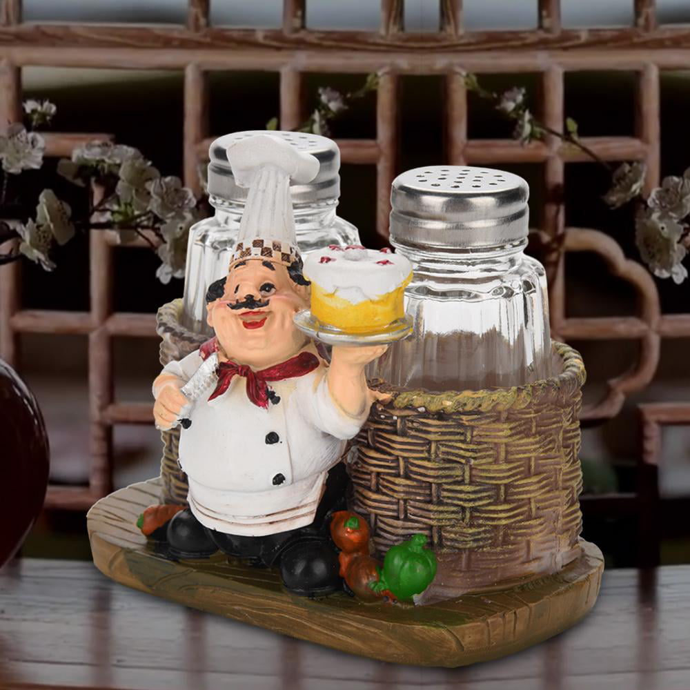1Set of Chef Figurines Cook Statue French Chef Ornaments with Smile Face 