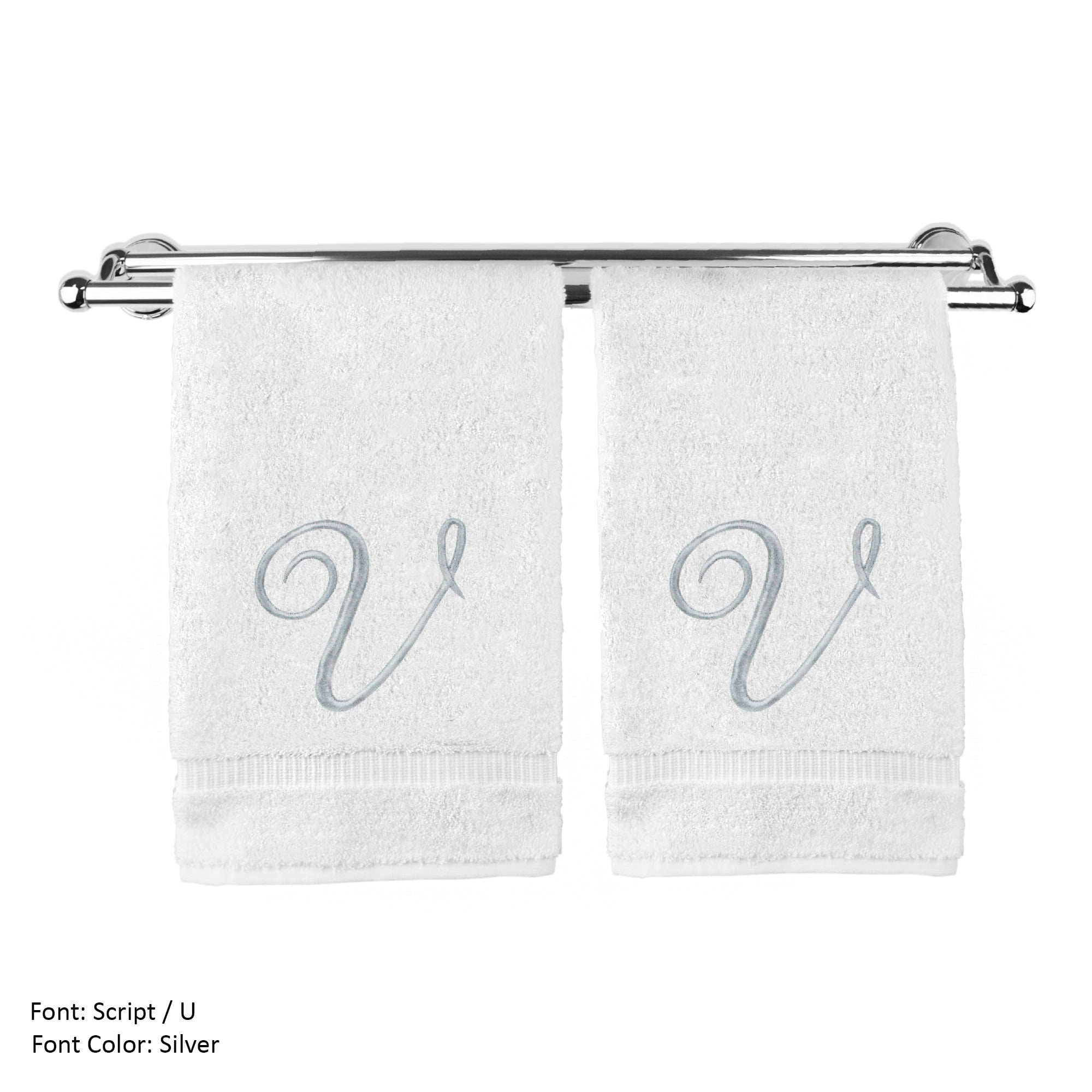 Monogrammed Hand Towel, Personalized Gift, 16 x 30 Inches Set of 2
