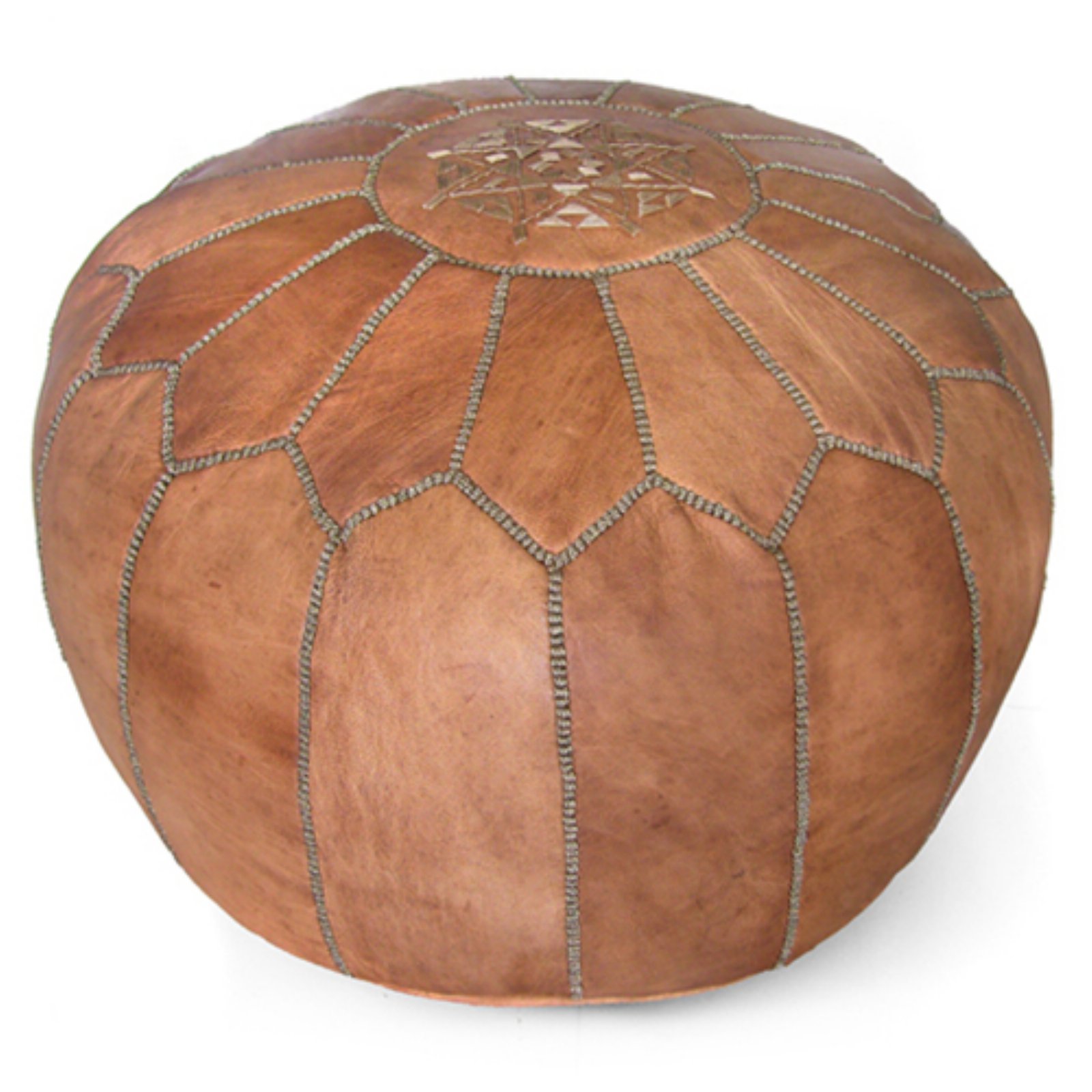 Ikram Design Round Moroccan Leather Pouf - image 1 of 4