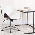 thumbnail image 2 of Pemberly Row Leather Swivel Office Chair in White and Mahogany, 2 of 6