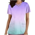 thumbnail image 1 of Tops Cortos para Mujeres V-Cuello Moda Casual con Diseño de Color de Gradiente de Bolsillo, Tela de Estante de Imitación Suave para Uso Diario Y Casero, 1 of 5